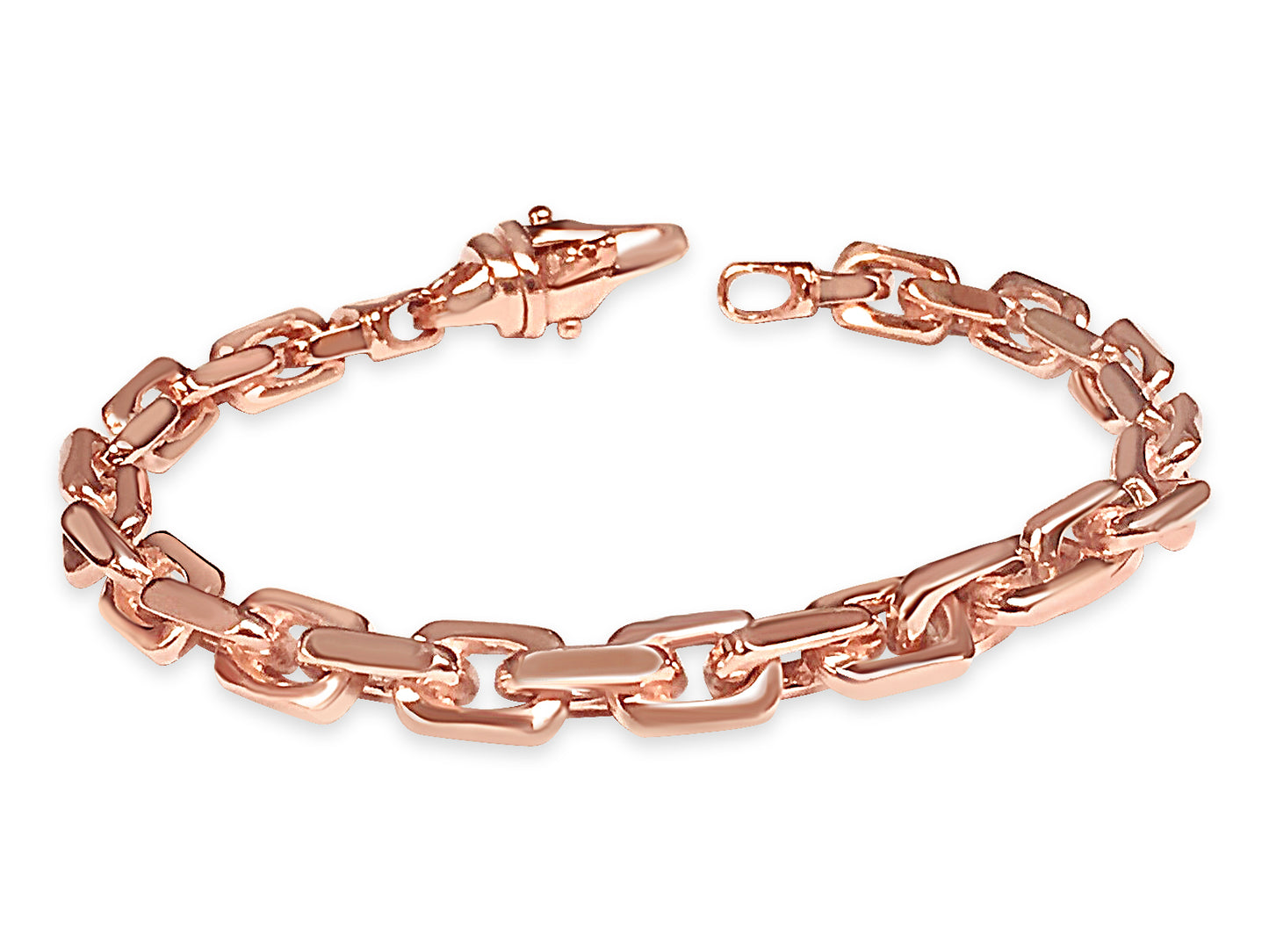 Fancy Rolo Solid Gold Handmade Bracelet , 7mm, 6.5-10 Inch