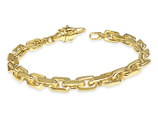 Fancy Rolo Solid Gold Handmade Bracelet , 7mm, 6.5-10 Inch
