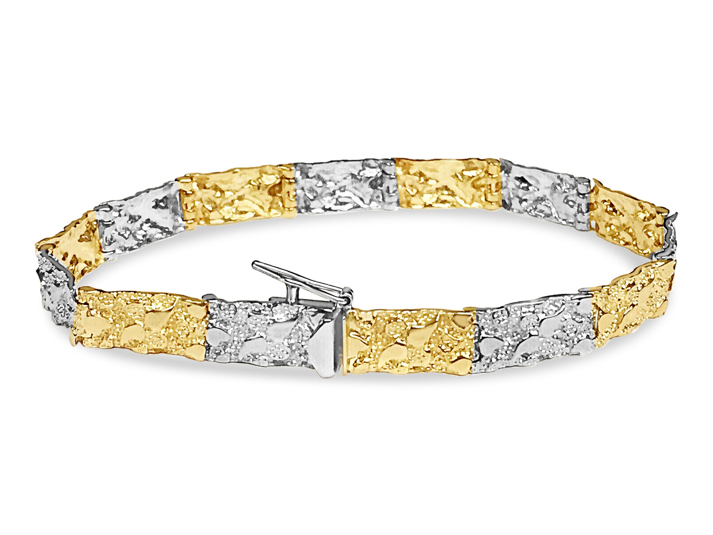 Nugget Solid Gold Handmade Bracelet , 7mm, 6.5-10 Inch