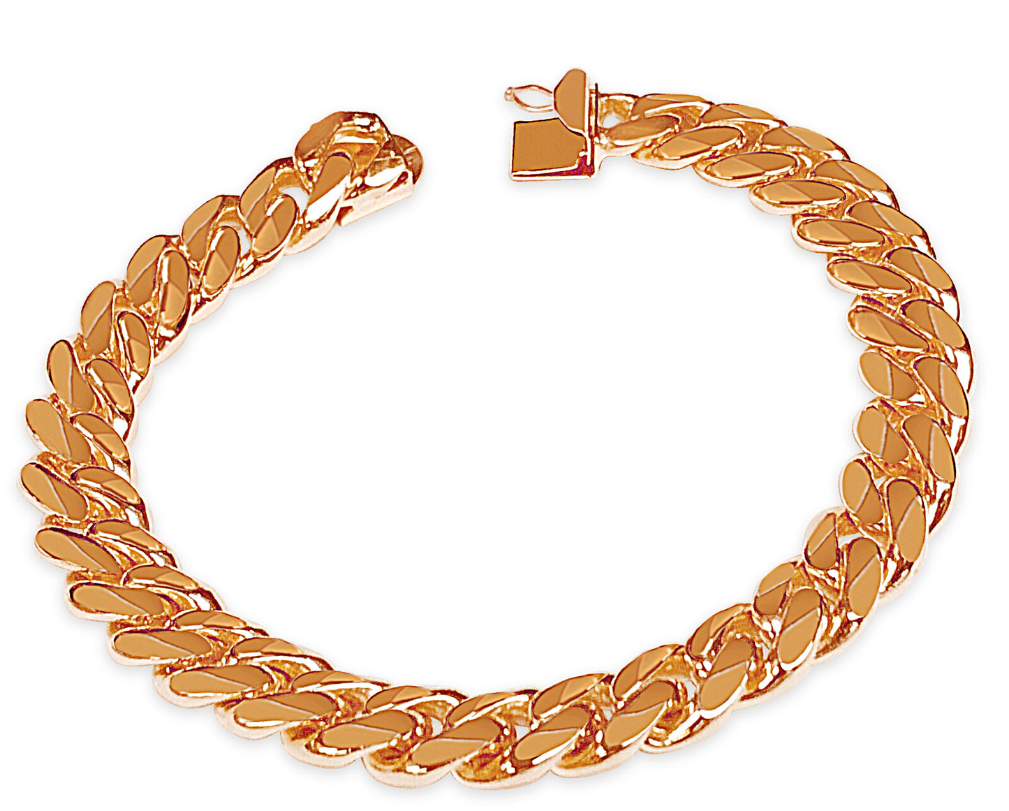 Curb Solid Gold Handmade Bracelet , 11mm, 6.5-10 Inch
