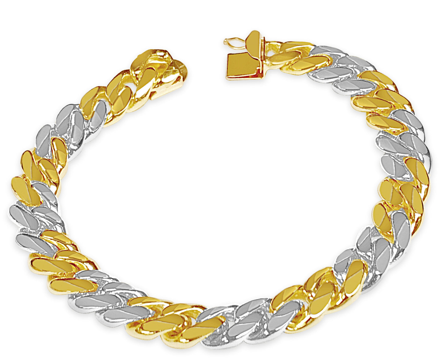 Curb Solid Gold Handmade Bracelet , 11mm, 6.5-10 Inch