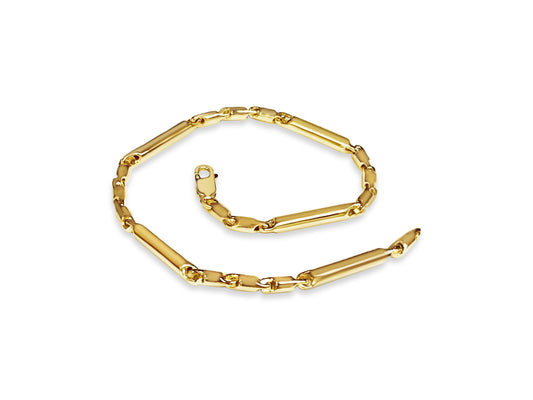Cylinder Tube Solid Gold Handmade Bracelet , 4mm, 6.5-10 Inch