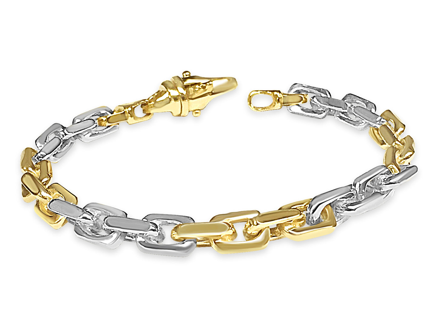 Fancy Rolo Solid Gold Handmade Bracelet , 7mm, 6.5-10 Inch