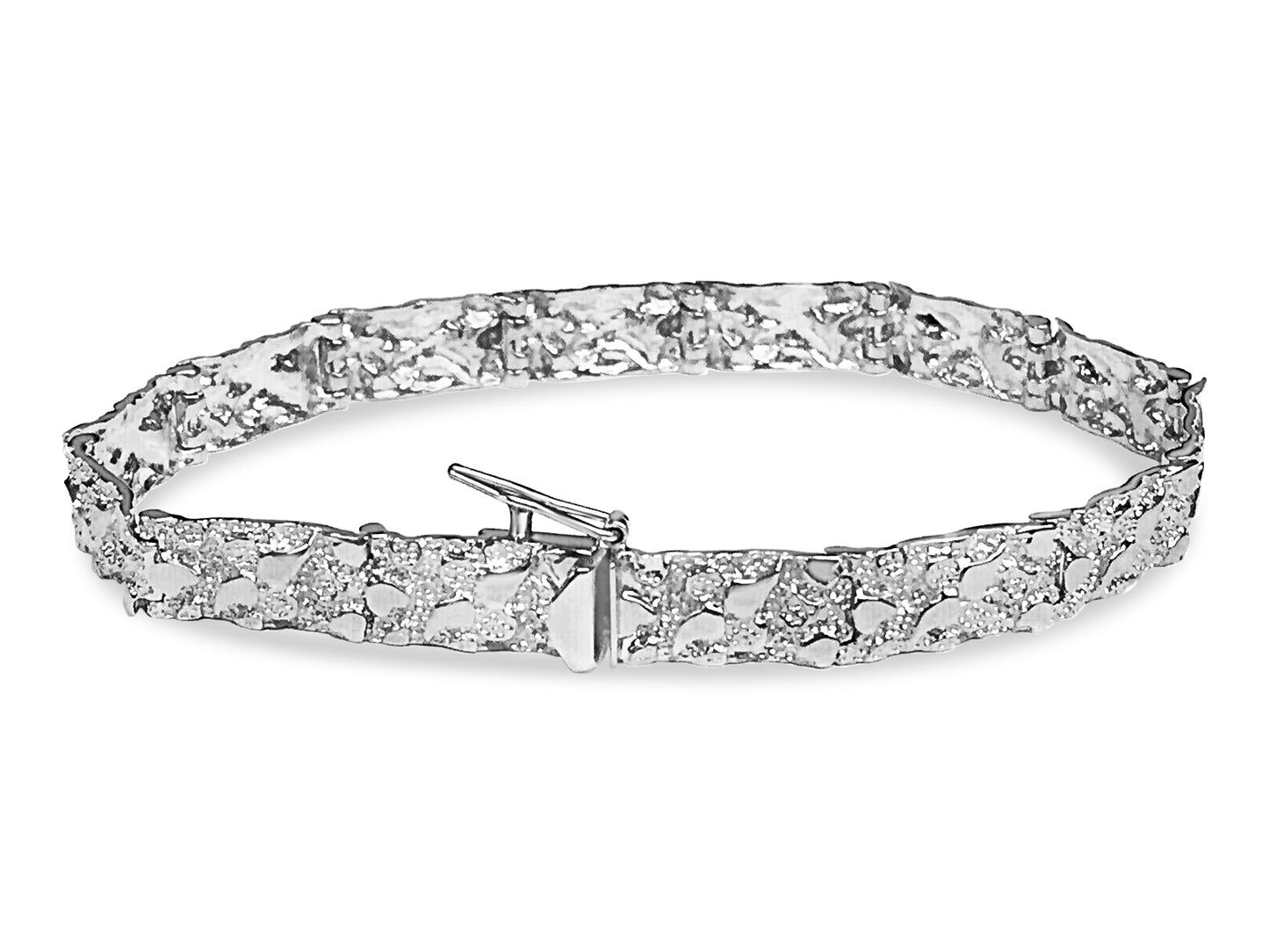 Nugget Solid Gold Handmade Bracelet , 7mm, 6.5-10 Inch