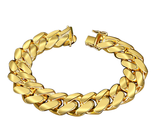 Miami Cuban Solid Gold Handmade Bracelet , 18mm, 6.5-10 Inch