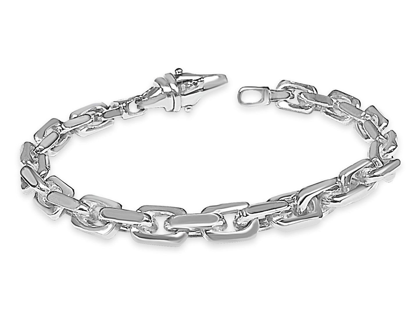 Fancy Rolo Solid Gold Handmade Bracelet , 7mm, 6.5-10 Inch