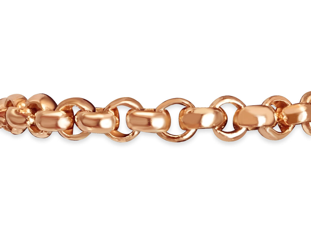 Fancy Rolo Solid Gold Handmade Bracelet , 7mm, 6.5-10 Inch