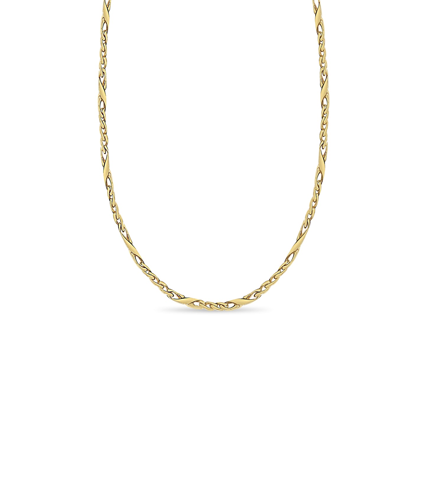 XO Curb Solid Gold Handmade Necklace , 6mm, 16-30 Inch