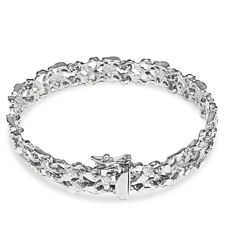 Nugget Solid Gold Handmade Bracelet , 11mm, 6.5-10 Inch