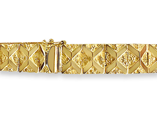Nugget Solid Gold Handmade Bracelet , 11mm, 6.5-10 Inch