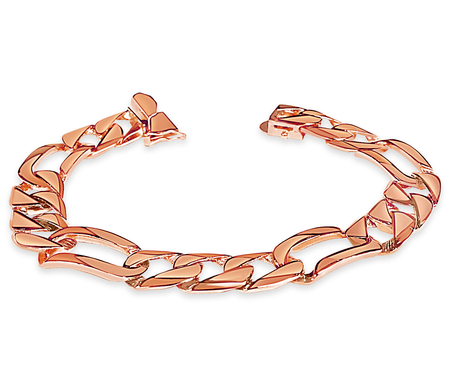 Figaro Solid Gold Handmade Bracelet , 12mm, 6.5-10 Inch