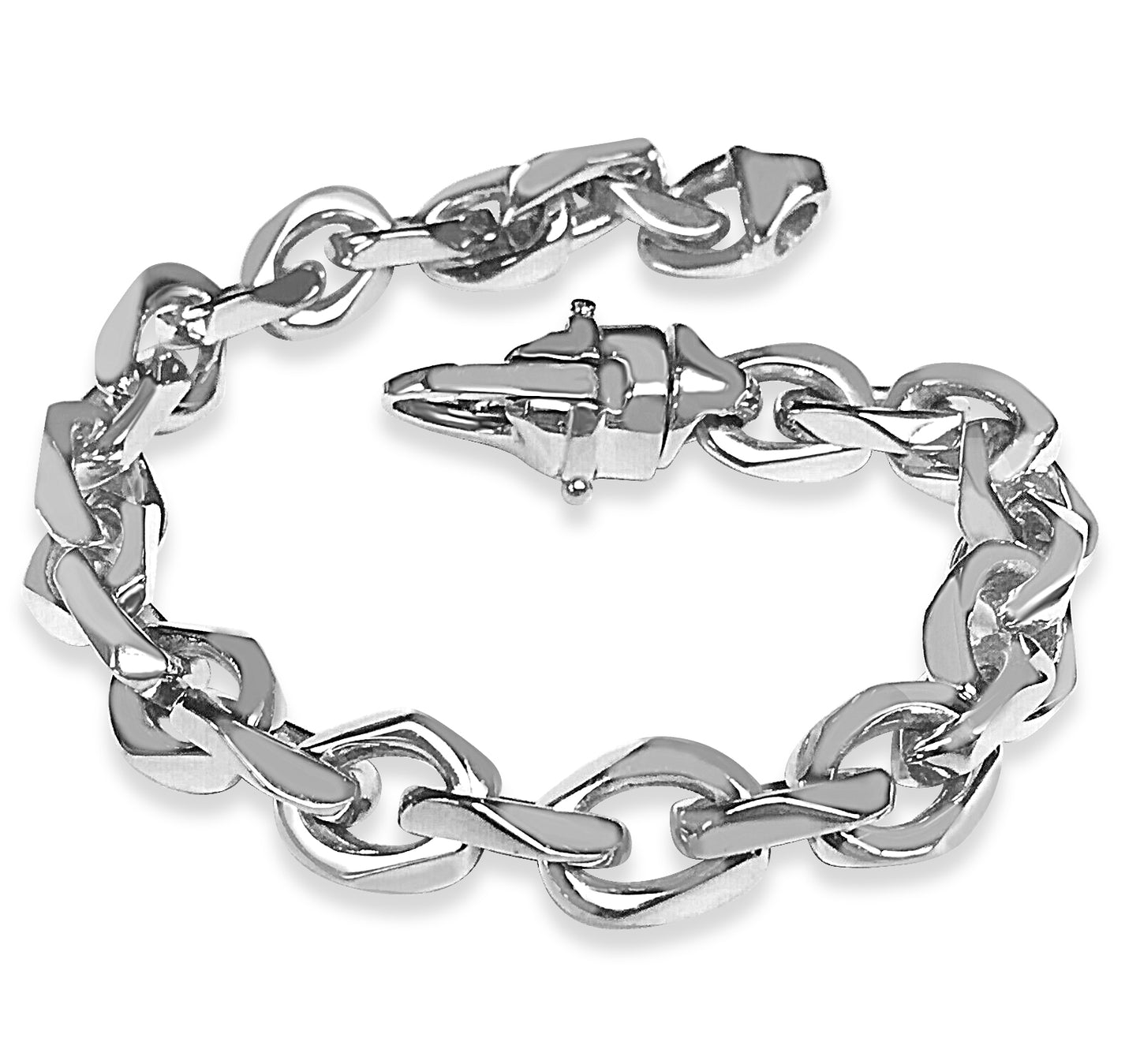 Fancy Rolo Solid Gold Handmade Bracelet , 10mm, 6.5-10 Inch