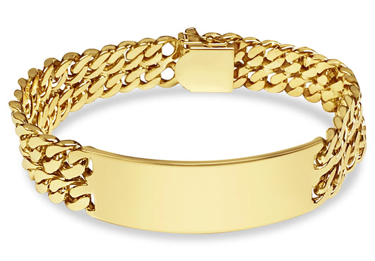 ID Curb Solid Gold Handmade Bracelet , 16mm, 6.5-10 Inch