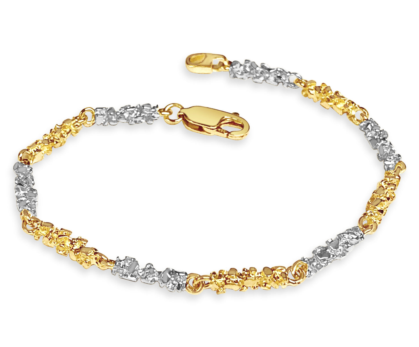 Nugget Solid Gold Handmade Bracelet , 4mm, 6.5-10 Inch