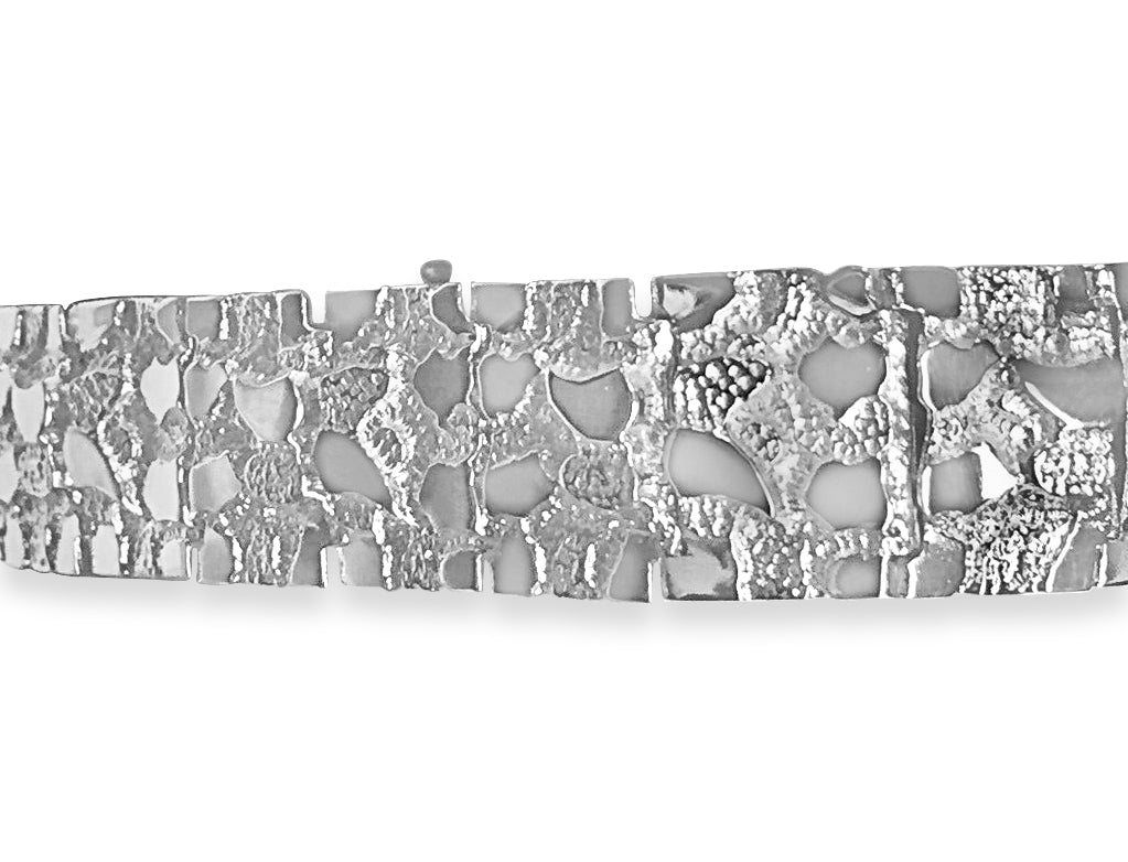 Nugget Solid Gold Handmade Bracelet , 17mm, 6.5-10 Inch