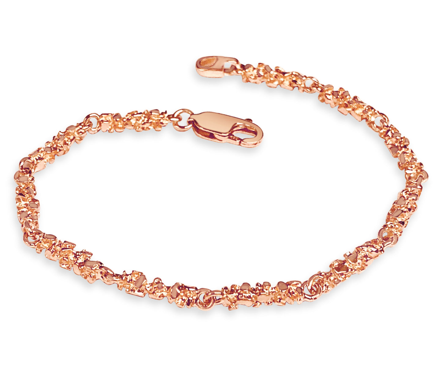 Nugget Solid Gold Handmade Bracelet , 4mm, 6.5-10 Inch