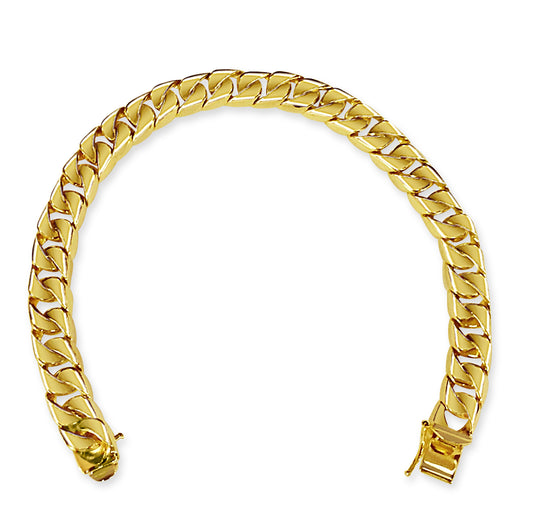Curb Solid Gold Handmade Bracelet , 9mm, 6.5-10 Inch