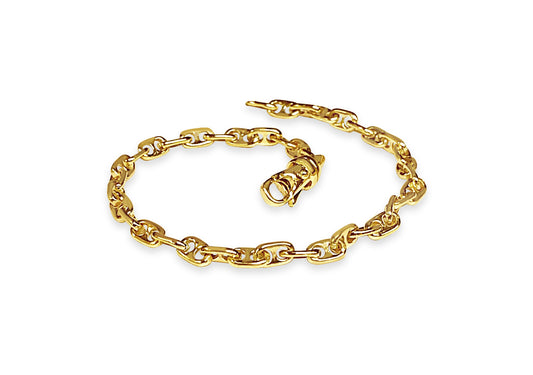 Anchor Mariner Solid Gold Handmade Bracelet , 5mm, 6.5-10 Inch