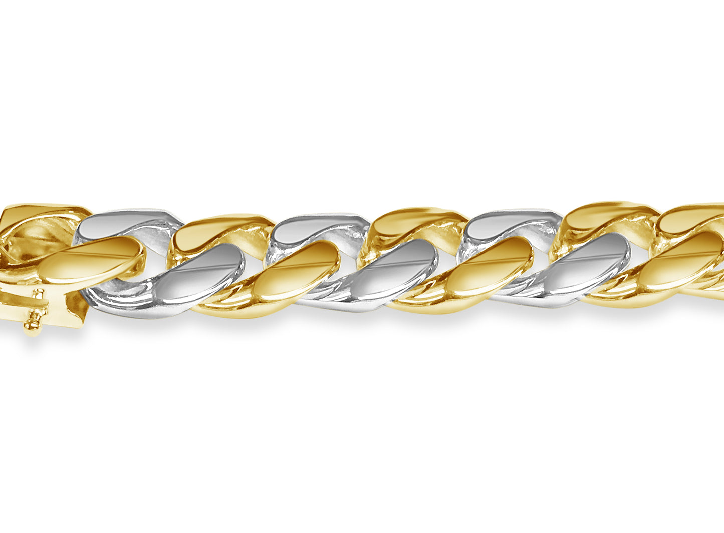 Curb Solid Gold Handmade Bracelet , 13mm, 6.5-10 Inch