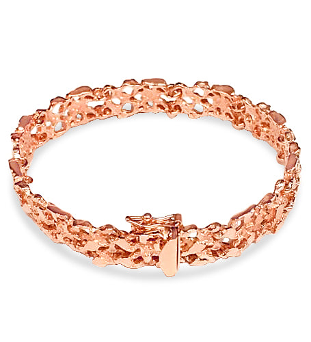 Nugget Solid Gold Handmade Bracelet , 11mm, 6.5-10 Inch