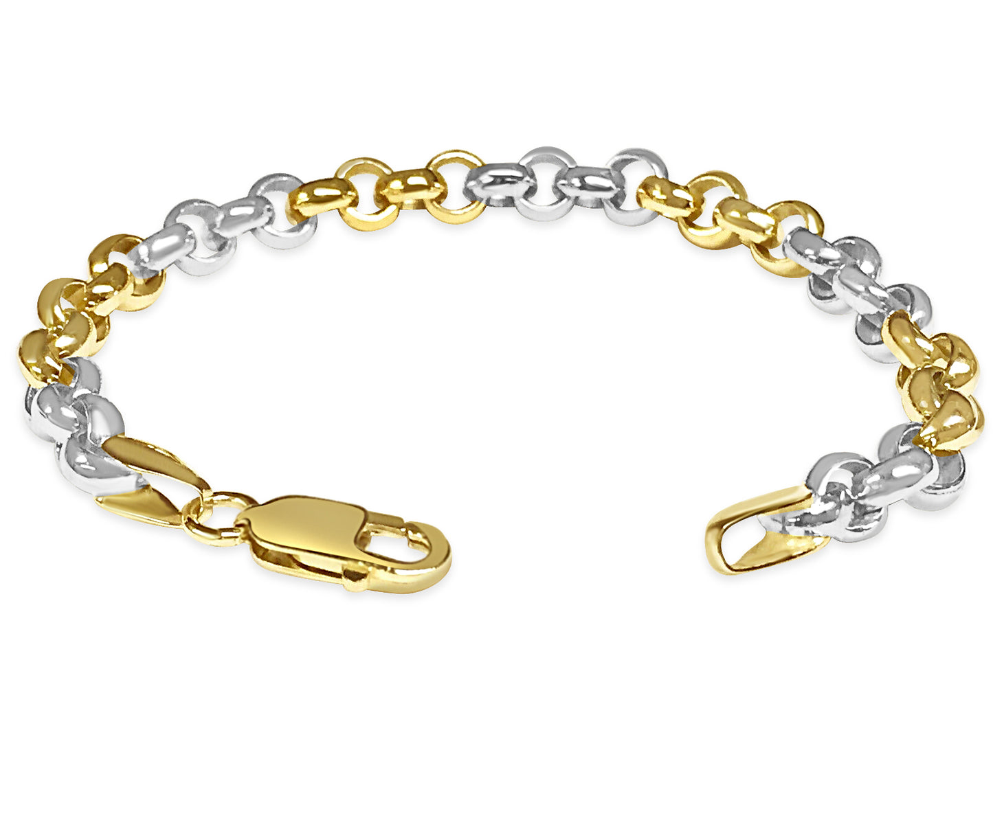 Fancy Rolo Solid Gold Handmade Bracelet , 7mm, 6.5-10 Inch