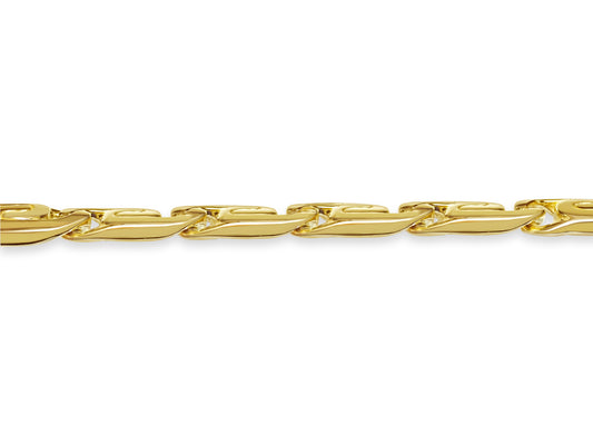 Tiger Eye Solid Gold Handmade Bracelet , 15mm, 6.5-10 Inch