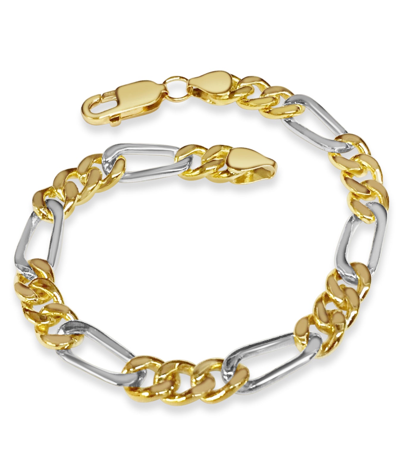 Figaro Solid Gold Handmade Bracelet , 7mm, 6.5-10 Inch