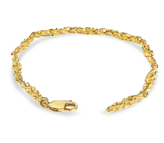 Nugget Solid Gold Handmade Bracelet , 5mm, 6.5-10 Inch