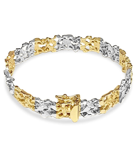 Nugget Solid Gold Handmade Bracelet , 11mm, 6.5-10 Inch