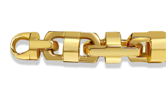 Anchor Mariner Solid Gold Handmade Bracelet , 14mm, 6.5-10 Inch