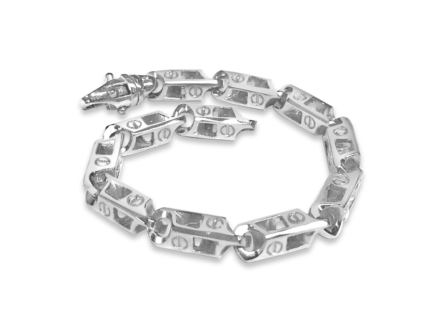 Fancy Screw Solid Gold Handmade Bracelet , 7mm, 6.5-10 Inch