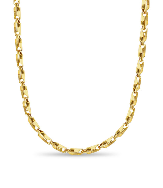 Rectangle Tube Solid Gold Handmade Necklace , 6mm, 16-30 Inch