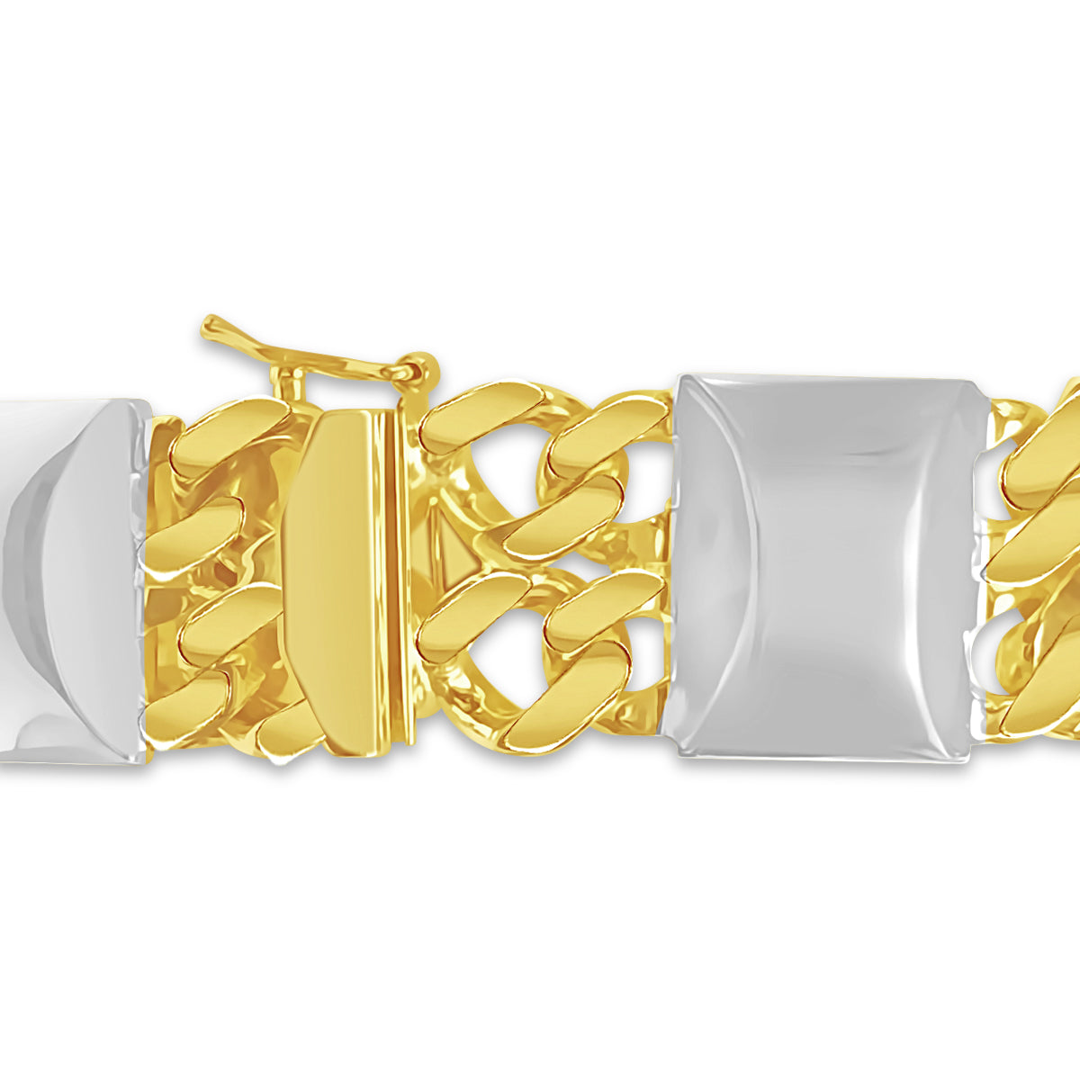 Curb & Bar Solid Gold Handmade Bracelet , 17mm, 6.5-10 Inch