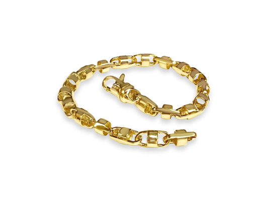 Anchor Mariner Solid Gold Handmade Bracelet , 7mm, 6.5-10 Inch