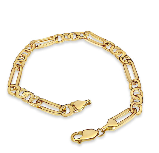 Figaro Infinity Solid Gold Handmade Bracelet , 6mm, 6.5-10 Inch