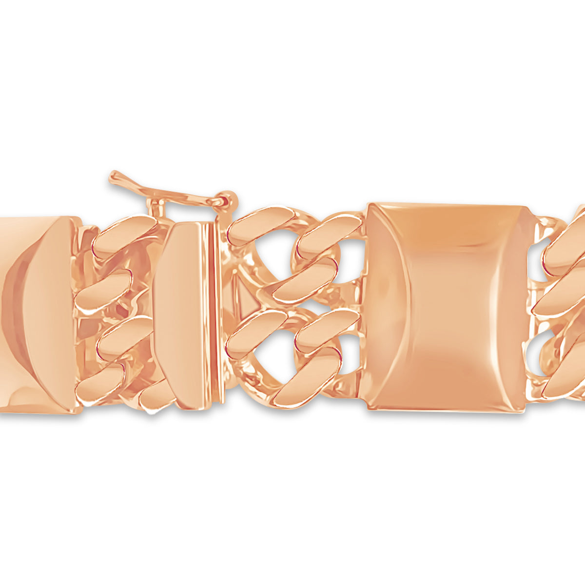 Curb & Bar Solid Gold Handmade Bracelet , 17mm, 6.5-10 Inch