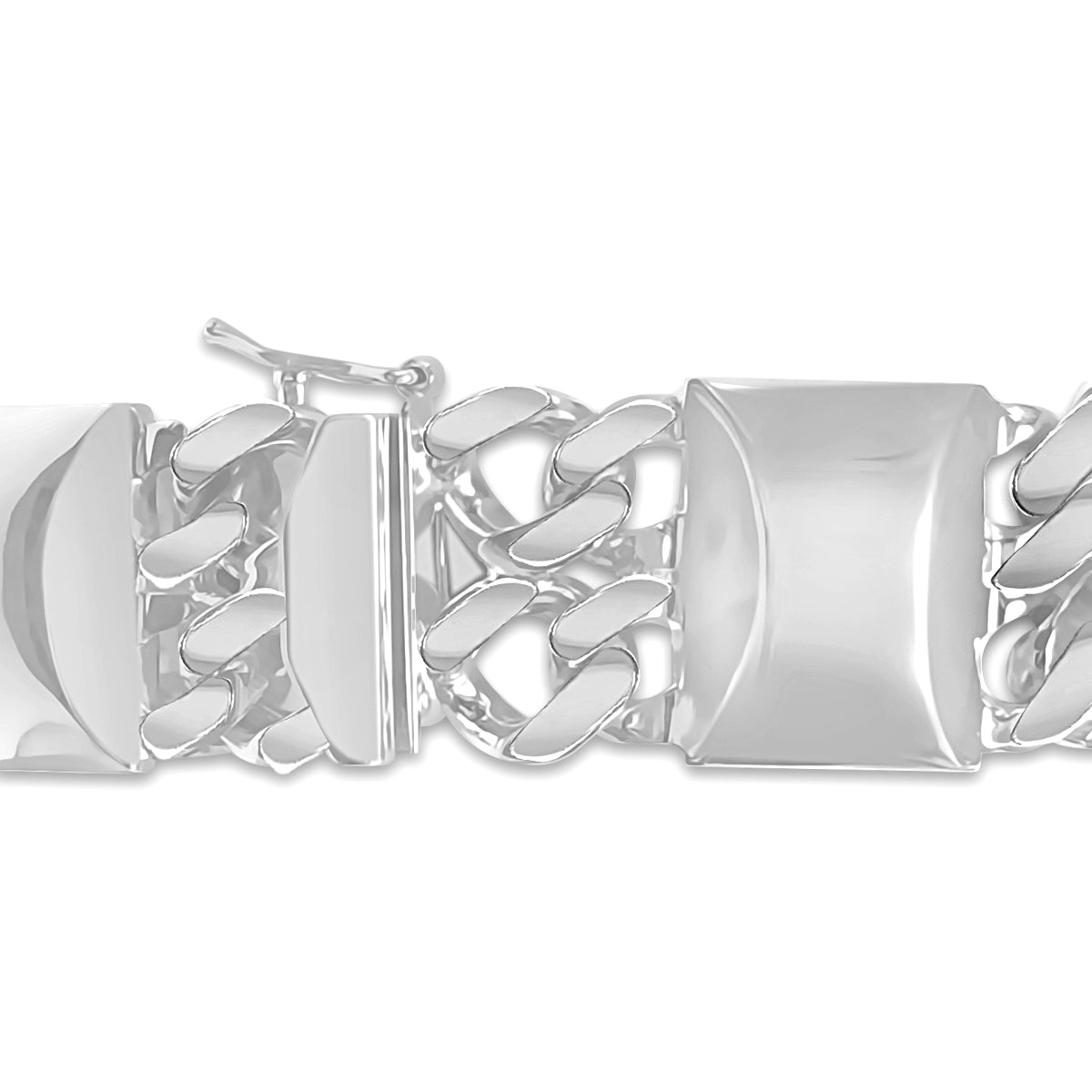 Curb & Bar Solid Gold Handmade Bracelet , 17mm, 6.5-10 Inch