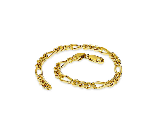 Figaro Solid Gold Handmade Bracelet , 5mm, 6.5-10 Inch