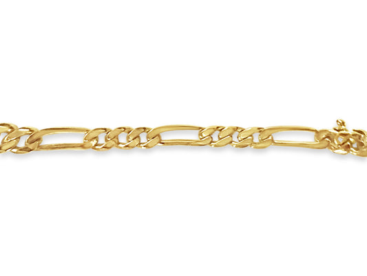 Figaro Solid Gold Handmade Bracelet , 5mm, 6.5-10 Inch
