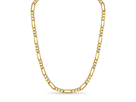 Figaro Solid Gold Handmade Necklace , 8mm, 16-30 Inch