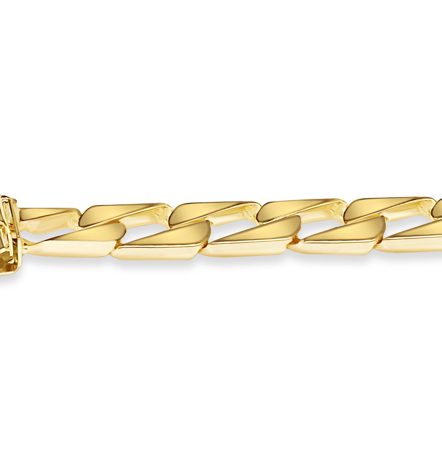 Curb Solid Gold Handmade Bracelet , 9mm, 6.5-10 Inch