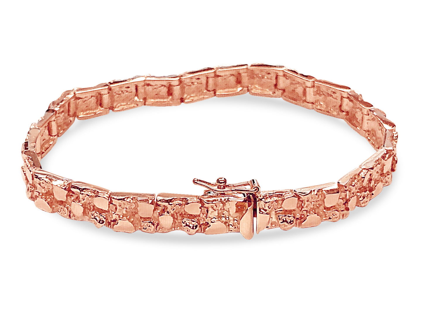 Nugget Solid Gold Handmade Bracelet , 7mm, 6.5-10 Inch