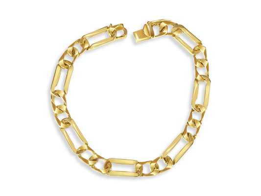 Figaro Solid Gold Handmade Bracelet , 7mm, 6.5-10 Inch