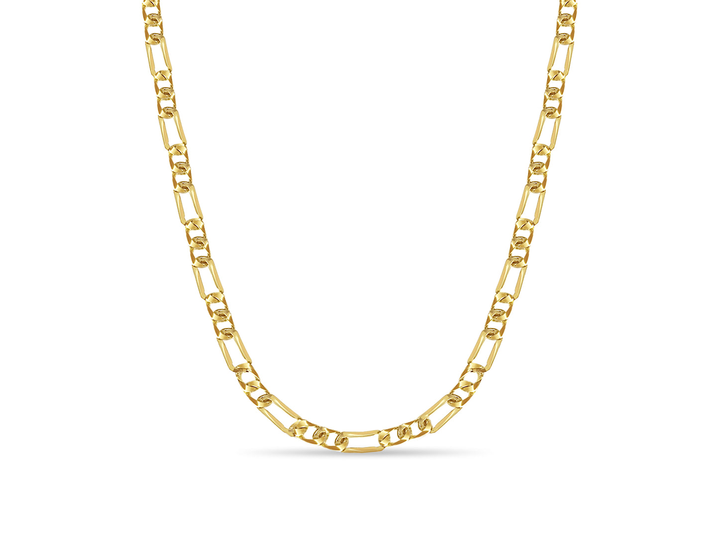 Figaro Solid Gold Handmade Necklace , 7mm, 16-30 Inch