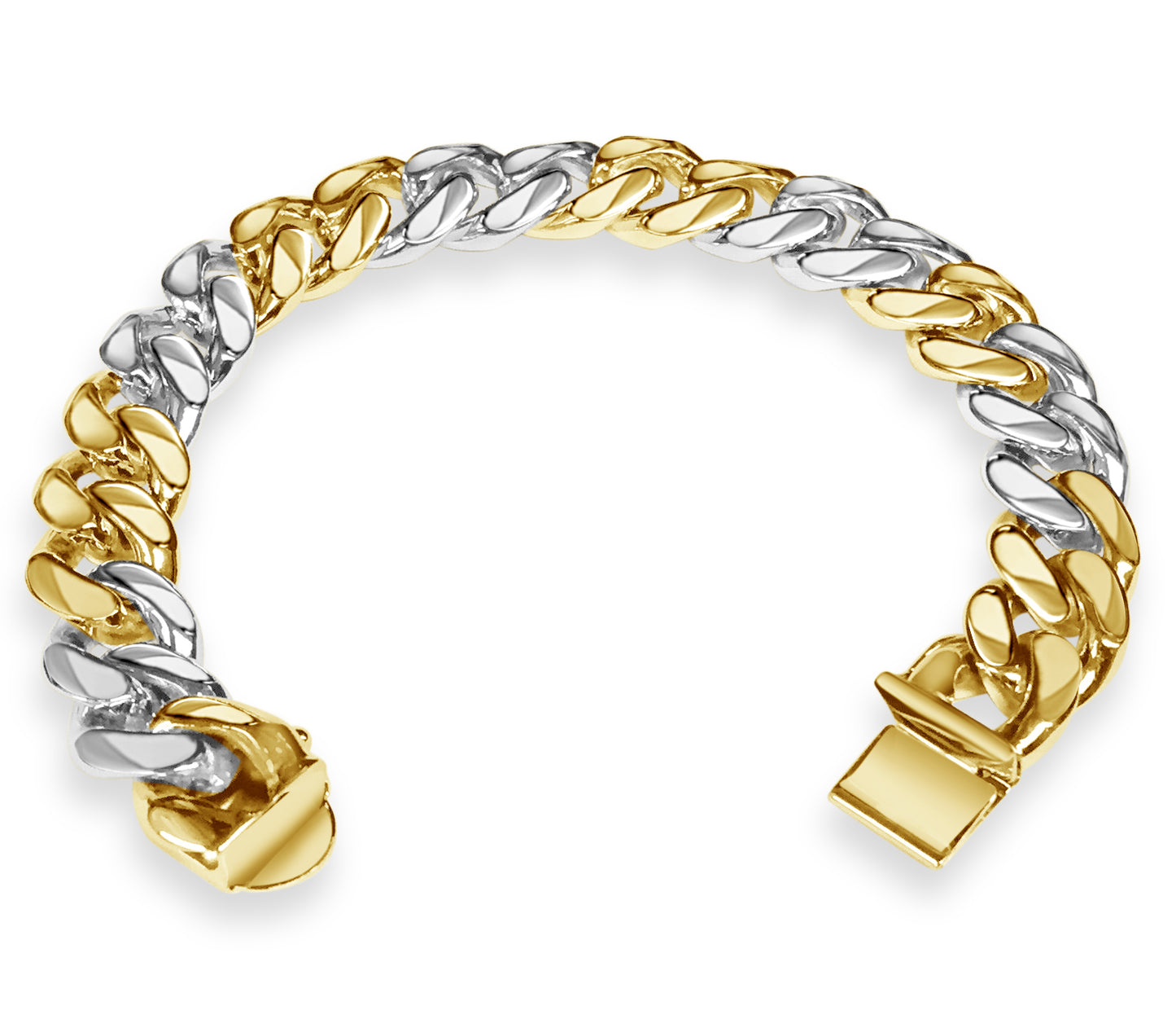 Curb Solid Gold Handmade Bracelet , 13mm, 6.5-10 Inch