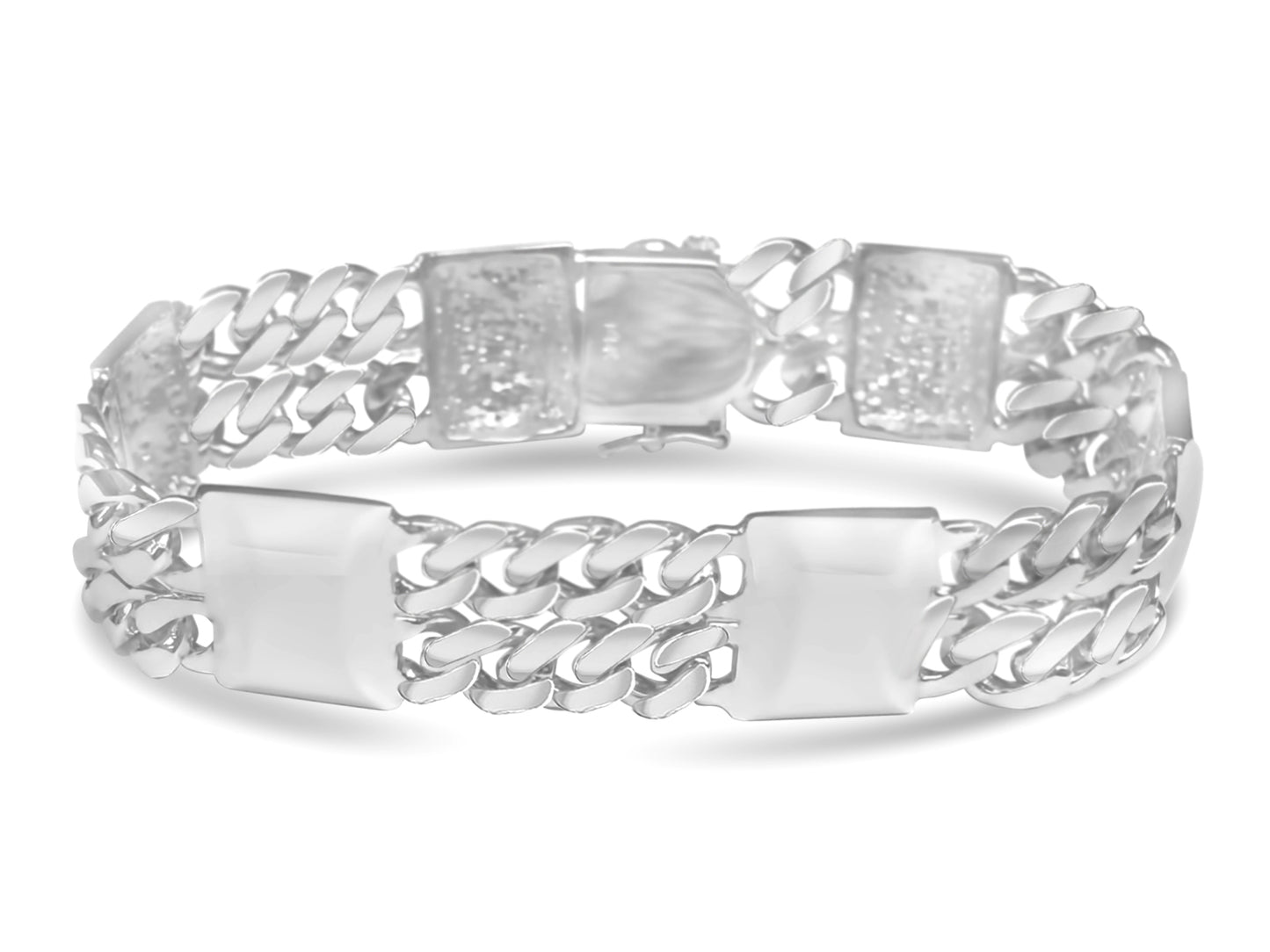 Curb & Bar Solid Gold Handmade Bracelet , 17mm, 6.5-10 Inch