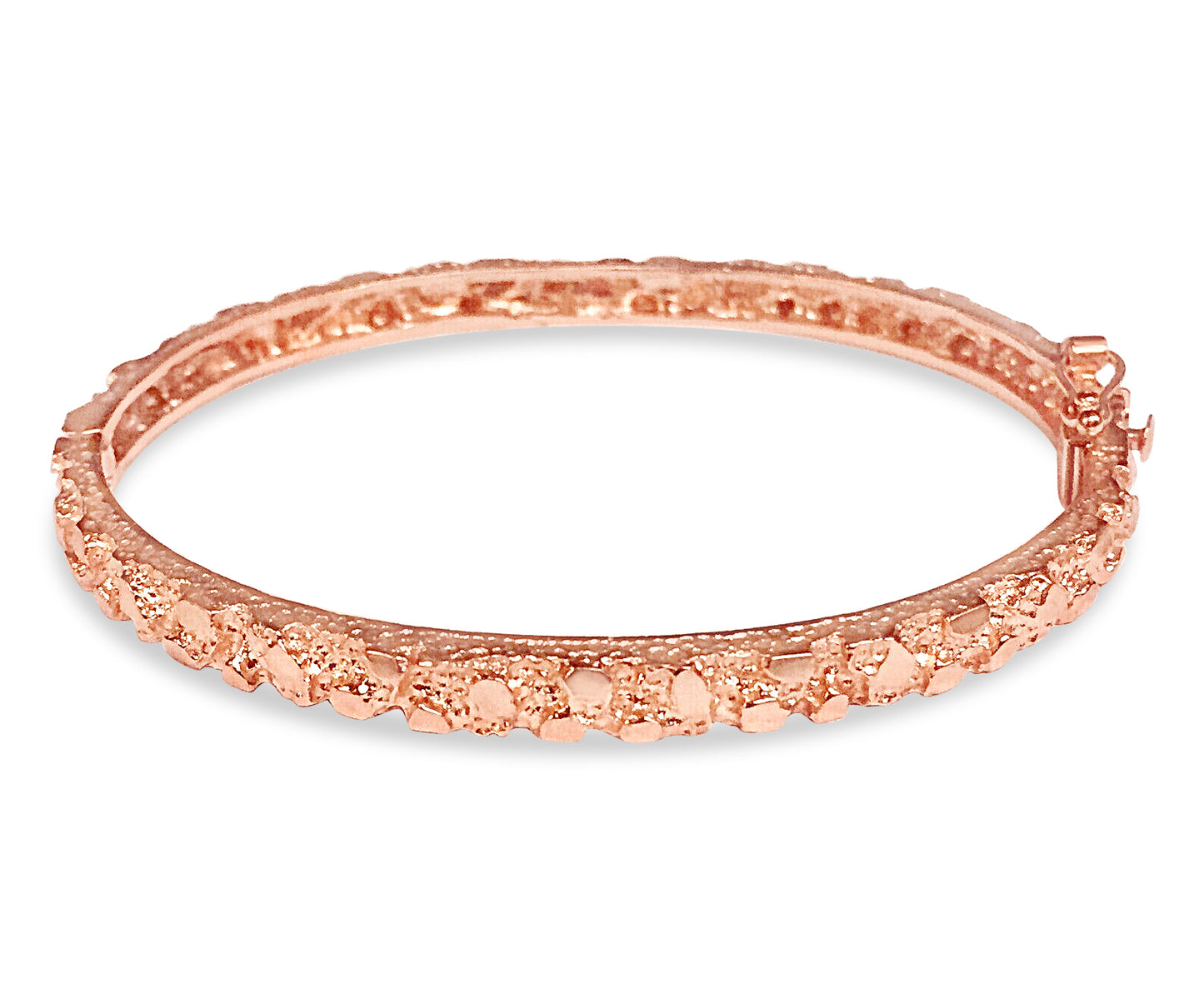 Nugget Bangle Solid Gold Handmade Bracelet , 5mm, 6.5-10 Inch
