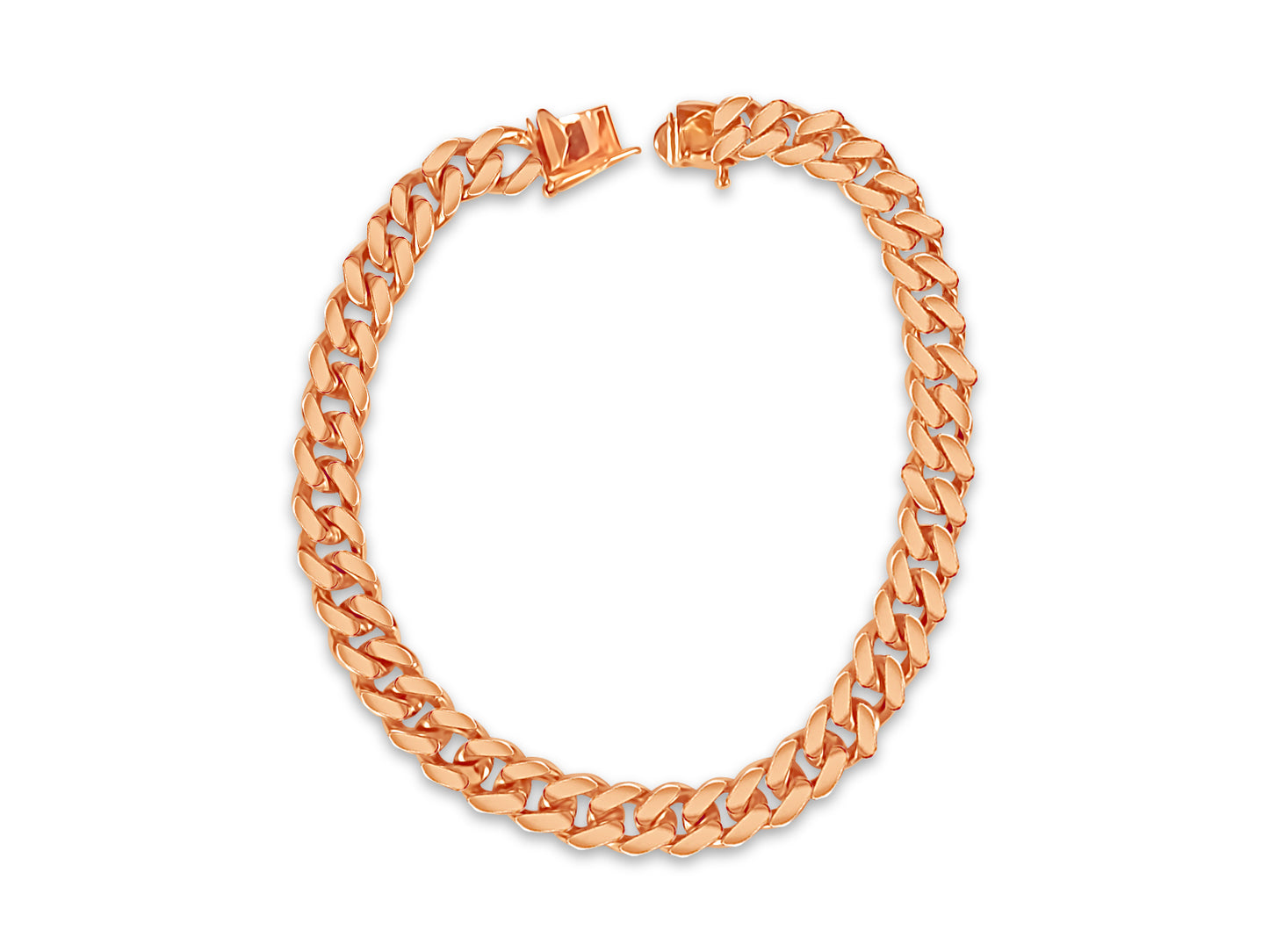 Curb Solid Gold Handmade Bracelet , 7mm, 6.5-10 Inch