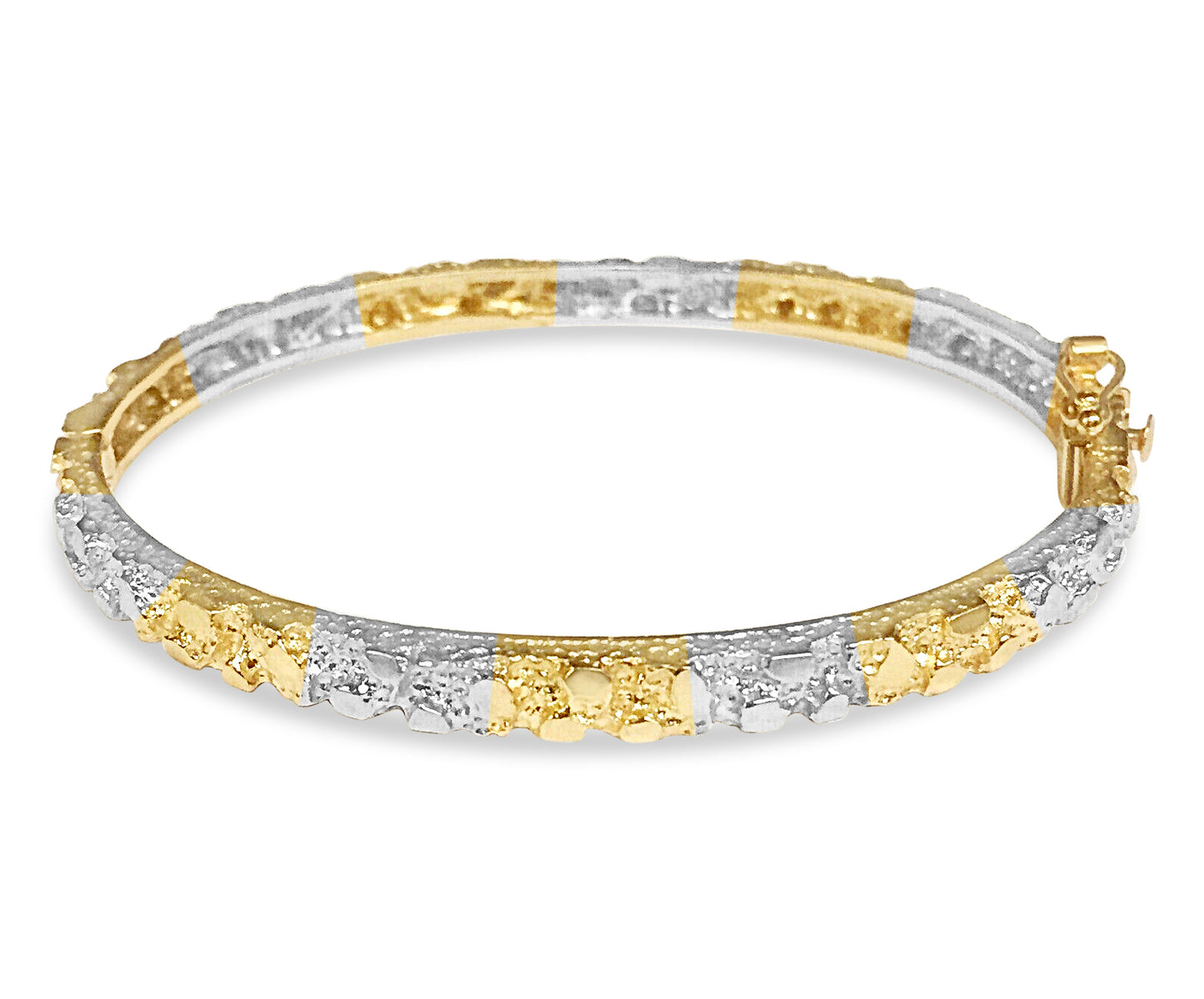 Nugget Bangle Solid Gold Handmade Bracelet , 5mm, 6.5-10 Inch