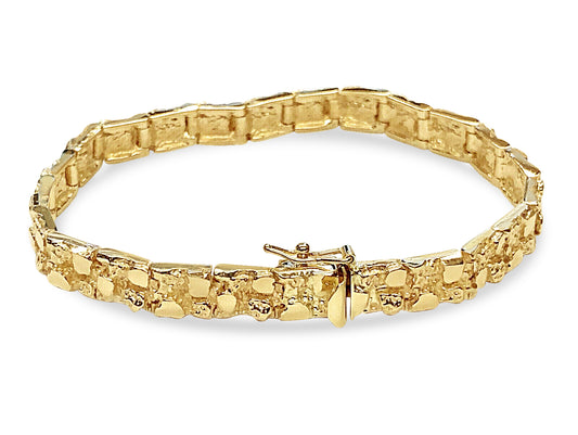 Nugget Solid Gold Handmade Bracelet , 7mm, 6.5-10 Inch